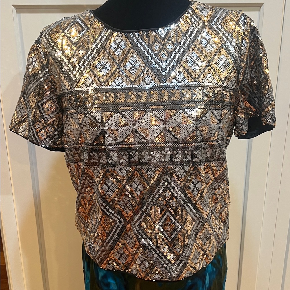 Forever 21 Sequin Crop Top boxy festive party
